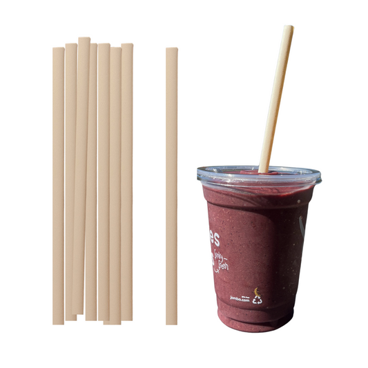 Smoothie/Shake Straws 8mm Diameter, 9 inches long, on a smoothie.