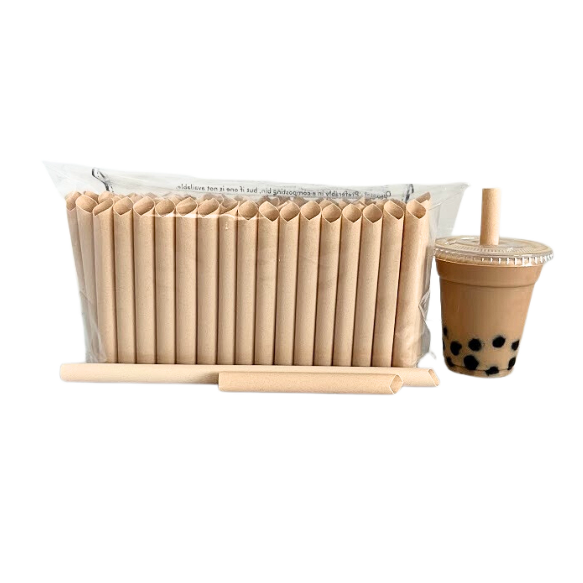 Short Boba Straws 4 inches long with pointy end, on a boba milk tea